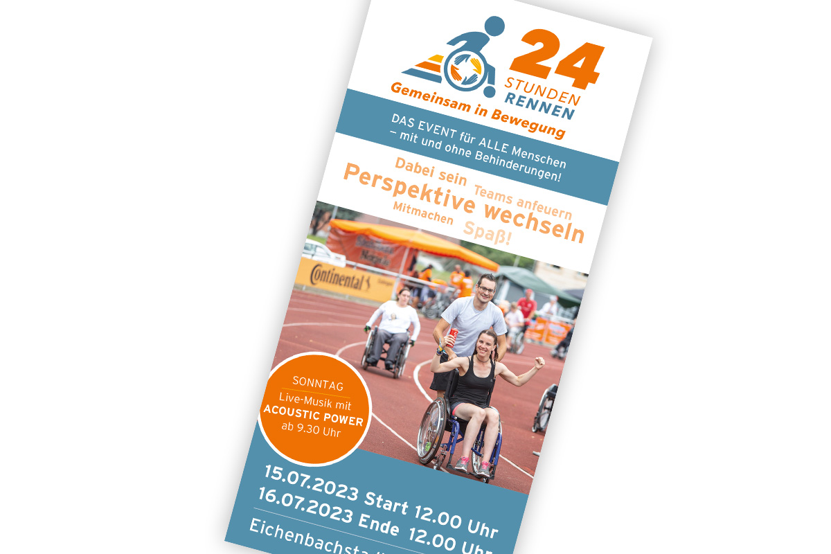 Info-Flyer zum 24h-Rollstuhlrennen 2023